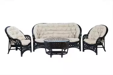 Комплект Черчилль с 3-местным диваном и овальным столом, подушки светлые