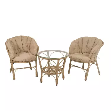 Багама Дуэт с бежевыми подушками (искусственный ротанг)