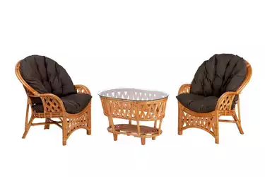 Черчилль Дуэт с овальным столом, подушки коричневые