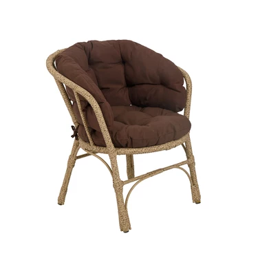 Кресло Багама из полиротанга, подушка коричневая