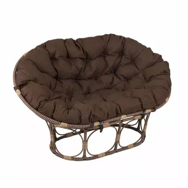 Диван из полиротанга Мамасан с коричневой подушкой