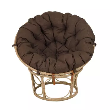 Кресло Папасан, искусственный ротанг, подушка коричневая