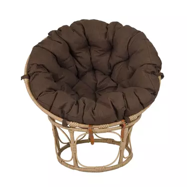 Кресло Папасан, искусственный ротанг, подушка коричневая