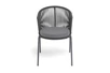 "Люксембург" стул плетеный из роупа, каркас из стали темно-серый (RAL7024) муар, роуп темно-серый круглый, ткань темно-серая 027