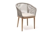 "Марсель" стул плетеный из роупа, основание дуб, роуп серый меланж круглый, ткань бежевая 15052