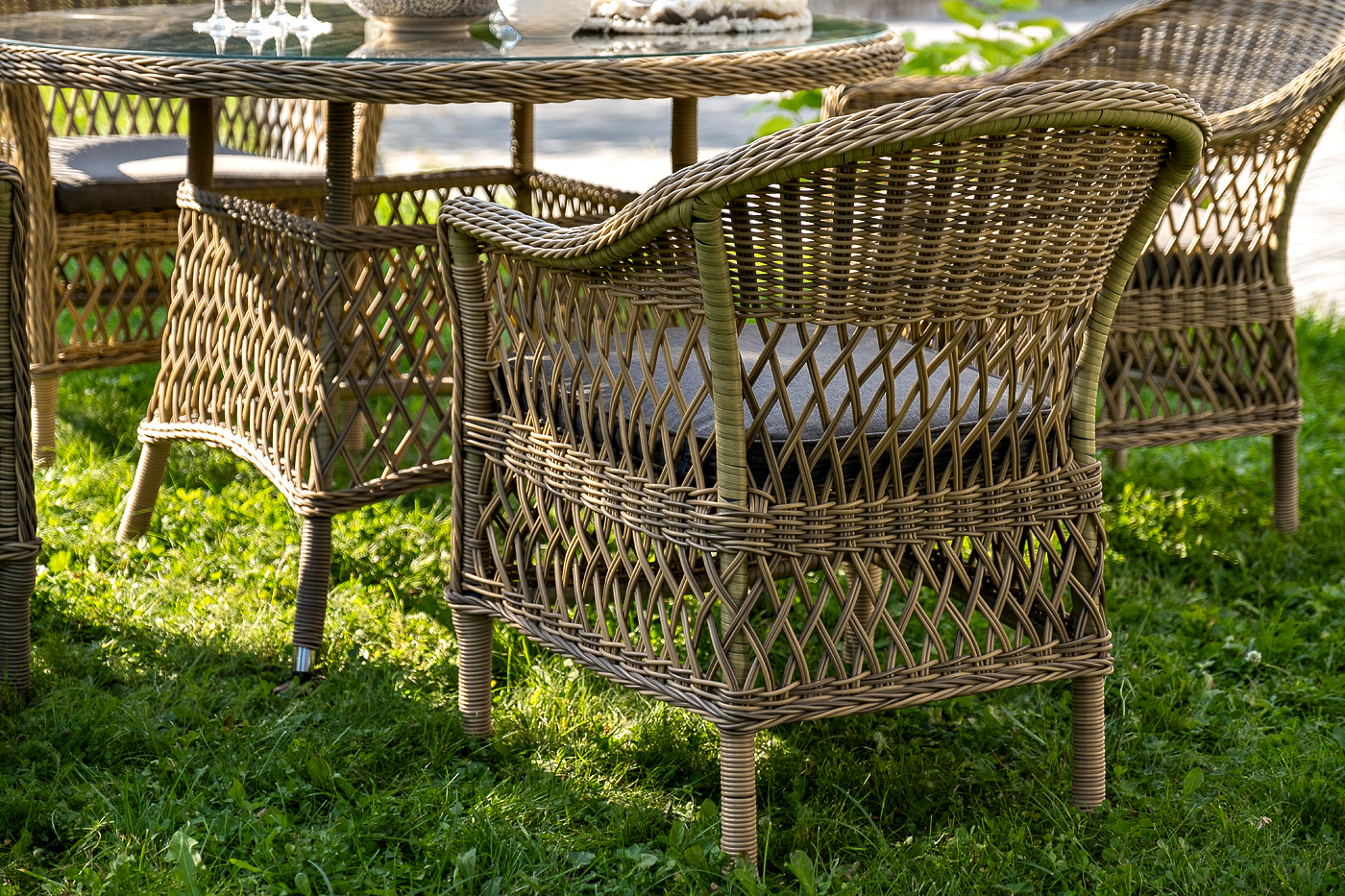 "Дольче" обеденная группа из искусственного ротанга, цвет соломенный