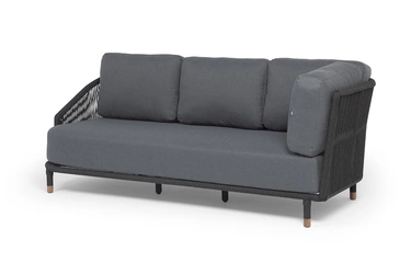 "Верона" правый-угол модуль плетеный из роупа, каркас алюминий темно-серый (RAL7024) муар, роуп темно-серый круглый, ткань темно-серая 027, L220х89