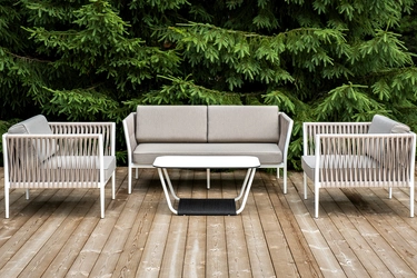 "Касабланка" лаунж-зона плетеная из роупа 4-местная, цвет серо-коричневый