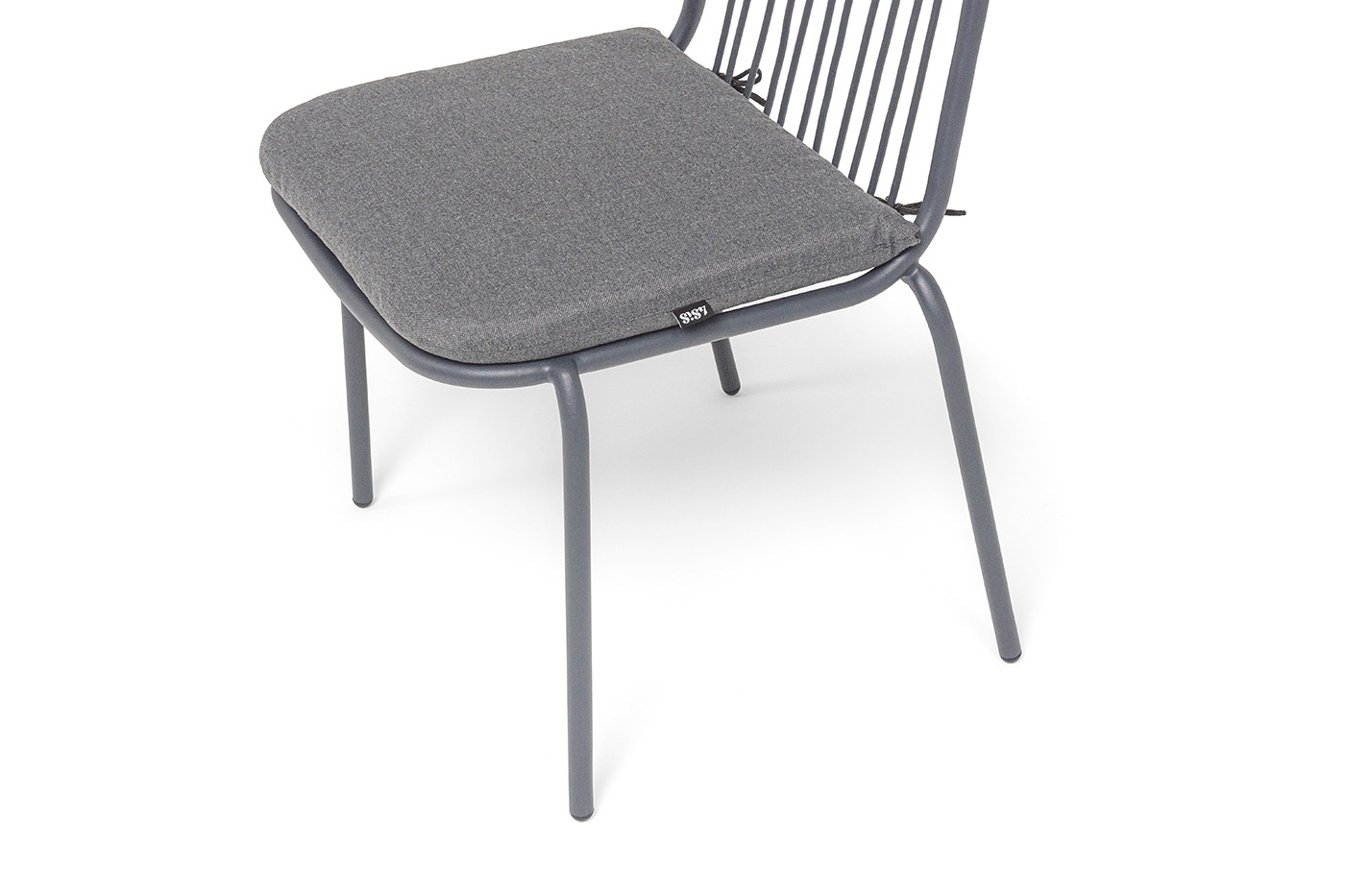 "Кастелло" стул плетеный из роупа, каркас из стали темно-серый (RAL7024) муар, ткань темно-серая 027