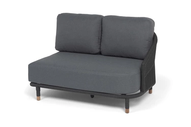 "Верона" левый модуль плетеный из роупа, каркас алюминий темно-серый (RAL7024) муар, роуп темно-серый круглый, ткань темно-серая 027, L131х89