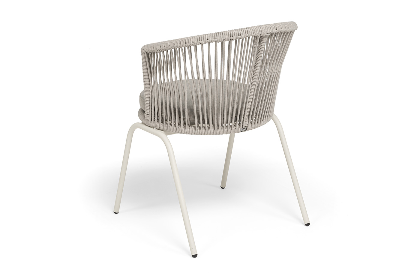 "Люксембург" стул плетеный из роупа, каркас из стали (RAL1013) муар, роуп бежевый круглый, ткань бежевая 15052