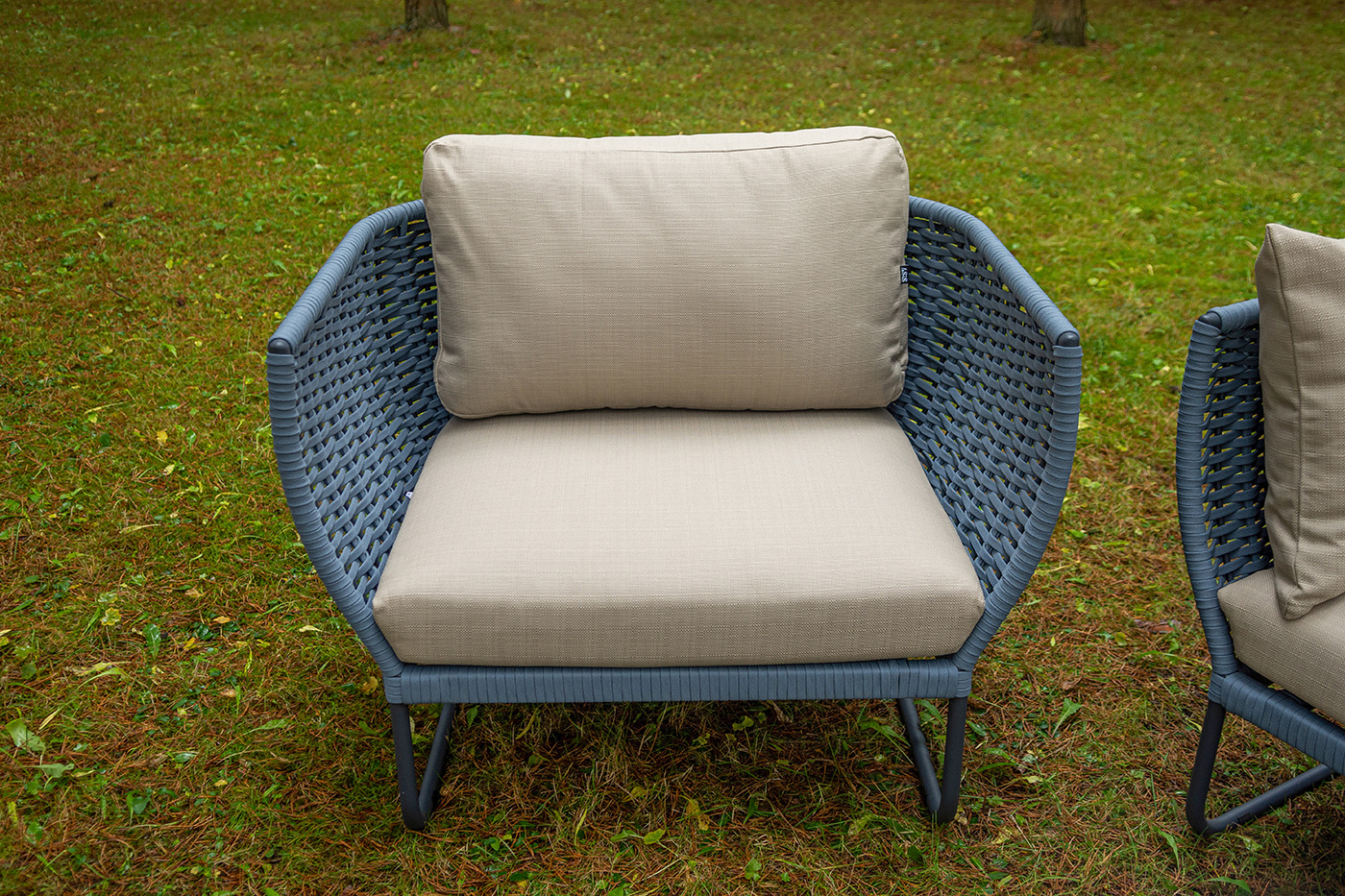 "Фиджи" лаунж-зона 5-местная плетеная из роупа (веревки), каркас алюминиевый темно-серый, роуп синий (KT18-014)