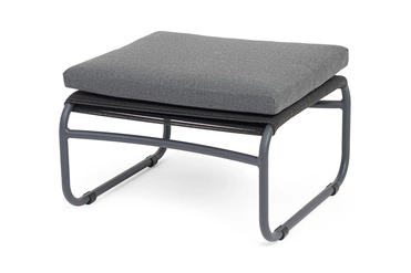 "Ането" пуф плетеный из роупа, каркас алюминий темно-серый (RAL7024) муар, роуп темно-серый круглый