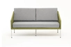 "Канны" диван 2-местный плетеный из роупа, каркас алюминий светло-серый (RAL7035) муар, роуп салатовый меланж круглый, ткань светло-серая