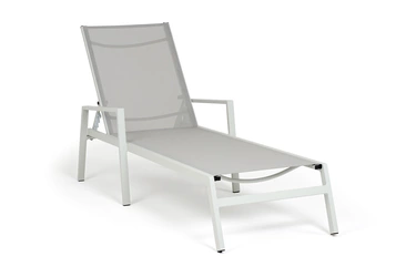 "Парма" шезлонг из алюминия темно-серый (RAL7024) муар, ткань текстилен серая