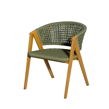 "Амстарон" стул плетеный из роупа, каркас алюминий, роуп зеленый круглый, ткань зеленая