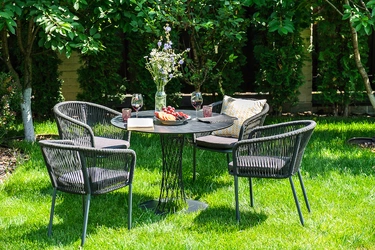 "Диого" обеденная группа на 4 персоны со стульями "Марцелло", столешница "серый гранит"