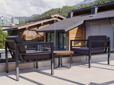 "Этеля" кресло, каркас алюминий темно-серый (RAL7024) муар, ткань темно-серая 027