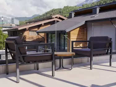 "Этеля" кресло, каркас алюминий темно-серый (RAL7024) муар, ткань темно-серая 027