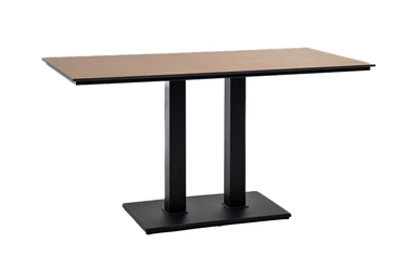 "Ковачо" обеденный стол из HPL 140х70см, цвет "дуб", подстолье двойное черное чугун