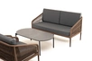 "Каннизо" лаунж-зона 4-местная из роупа со столом "Вероника" (серый гранит), каркас алюминиевый коричневый, роуп коричневый