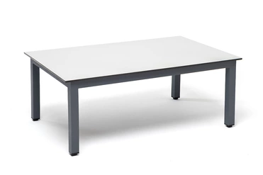 "Каннизо" журнальный столик из HPL 90х60, H40, каркас серый (RAL7024), цвет столешницы "молочный"