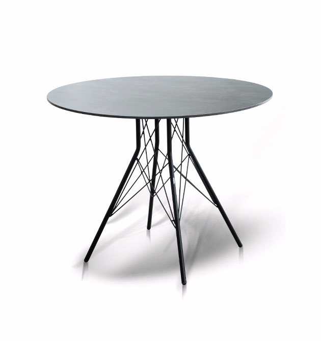 "Конте" интерьерный стол из HPL круглый Ø80см, цвет "серый гранит"
