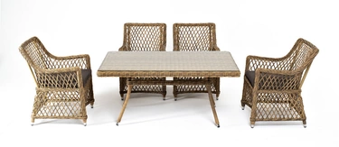 "Латтини–140 L" обеденная группа плетеная, цвет соломенный