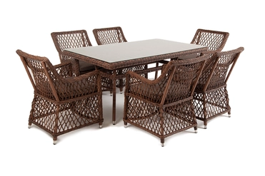 "Латтини" обеденная группа плетеная, цвет коричневый