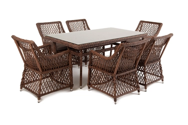 "Латтини" обеденная группа плетеная, цвет коричневый