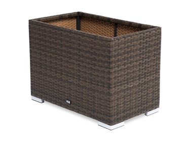 "Лунго" кашпо для цветов большое плетеное из искусственного ротанга, цвет бежевый