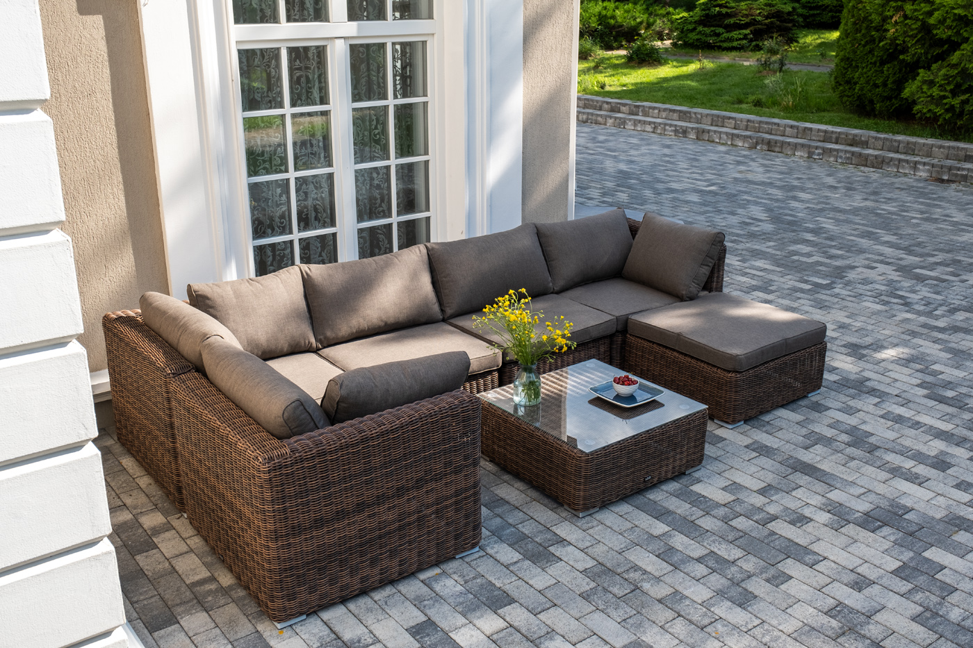 "Капри" трансформирующаяся лаунж-зона из искусственного ротанга, цвет коричневый