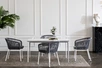 "Малакио" обеденная группа на 4 персоны со стульями "Марцелло", каркас белый, роуп светло-серый