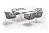 "Малакио" обеденная группа на 6 персон со стульями "Марцелло", каркас белый, роуп светло-серый
