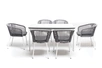 "Малакио" обеденная группа на 6 персон со стульями "Марцелло", каркас белый, роуп светло-серый
