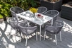 "Малакио" обеденная группа на 6 персон со стульями "Марцелло", каркас белый, роуп светло-серый