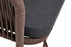 "Марцелло" стул барный плетеный из роупа, каркас из стали коричневый (RAL8016) муар, роуп коричневый круглый, ткань темно-серая 027