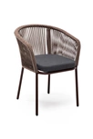 "Марцелло" стул плетеный из роупа, каркас алюминий коричневый (RAL8016) муар, роуп коричневый круглый, ткань темно-серая 027