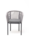 "Марцелло" стул плетеный из роупа, каркас алюминий темно-серый (RAL7024) муар, роуп светло-серый круглый, ткань светло-серая