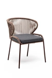 "Миленто" стул плетеный из роупа, каркас алюминий коричневый (RAL8016) муар, роуп коричневый круглый, ткань темно-серая 027