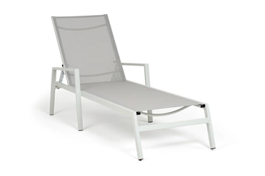 "Парма" шезлонг, каркас алюминий светло-серый (RAL7035) муар, ткань текстилен темно-серая