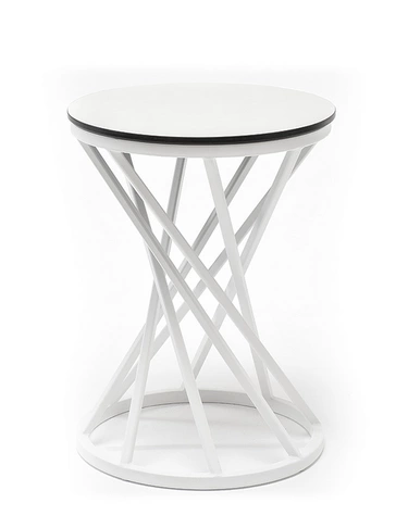 "Сантильо" журнальный стол из HPL круглый Ø40 H55, каркас из стали белый, цвет столешницы "молочный"