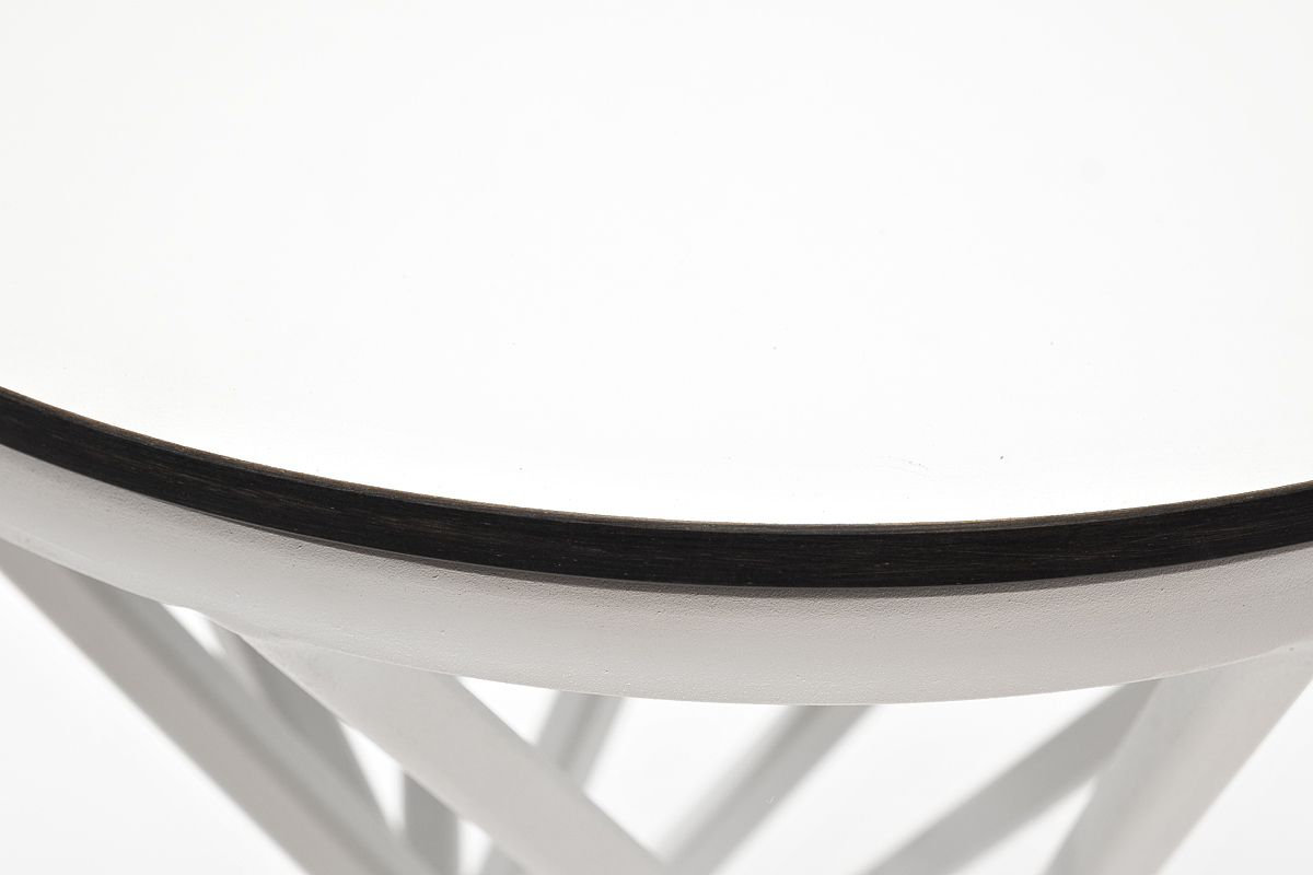 "Сантильо" журнальный стол из HPL круглый Ø40 H55, каркас из стали белый, цвет столешницы "молочный"