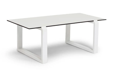 "Варадеро" журнальный стол из HPL 110х60 H43, каркас алюминий белый муар, цвет столешницы "молочный"