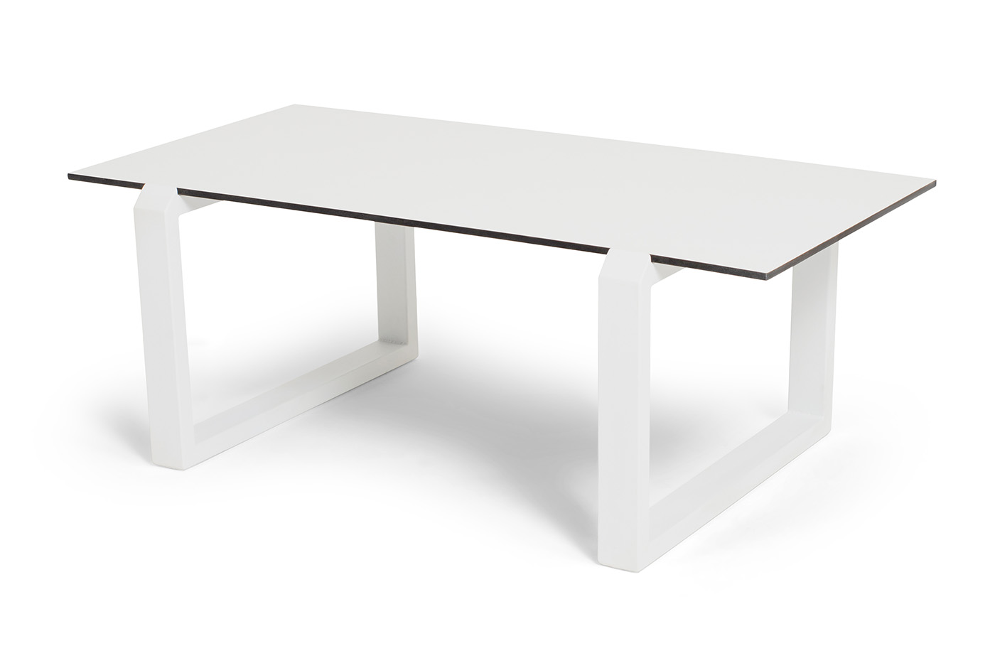 "Варадеро" журнальный стол из HPL 110х60 H43, каркас алюминий белый муар, цвет столешницы "молочный"