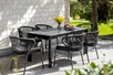 "Венецио" обеденная группа на 6 персон со стульями "Миленто", каркас темно-серый, роуп темно-серый