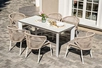 "Венецио" обеденная группа на 6 персон со стульями "Миленто", каркас белый, роуп бежевый