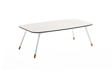 "Вероника" журнальный стол из HPL 120х65, H40, каркас белый муар, цвет столешницы "молочный"