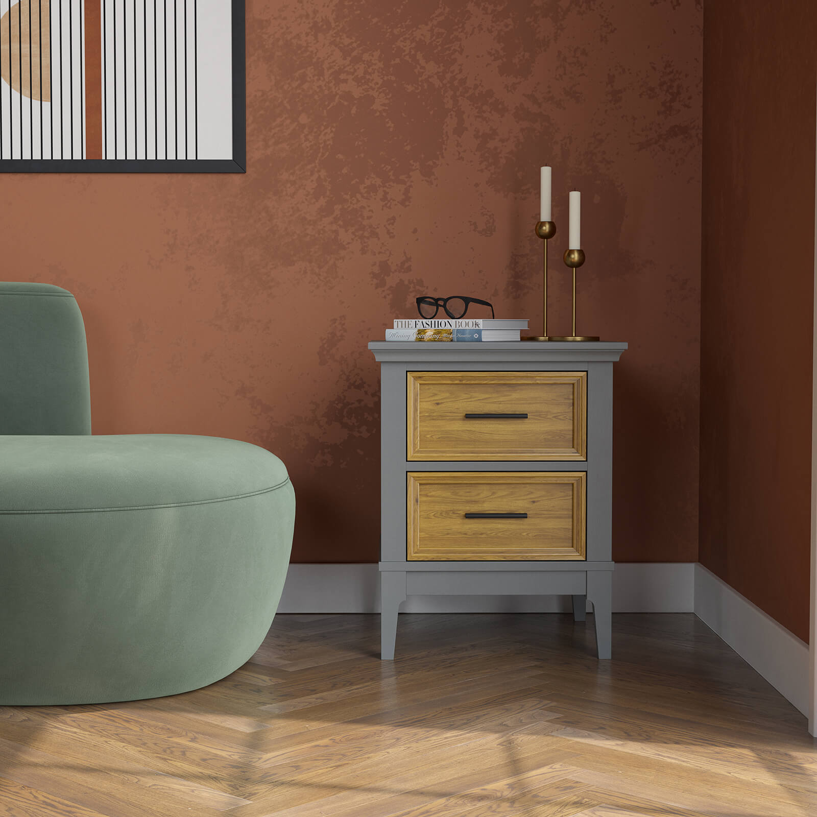 Тумба прикроватная «Квадро-С» 02 (серый 7042-антик 24)