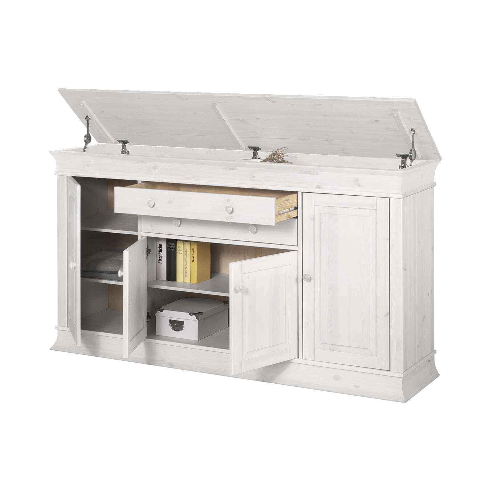 Комод "Бостон" 4+2 с откидной крышкой (белый воск)